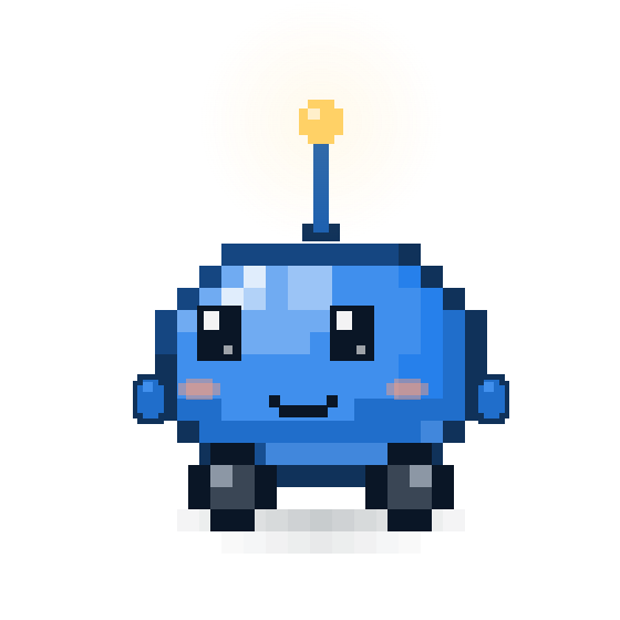 Dex, un petit robot bleu avec une antenne
